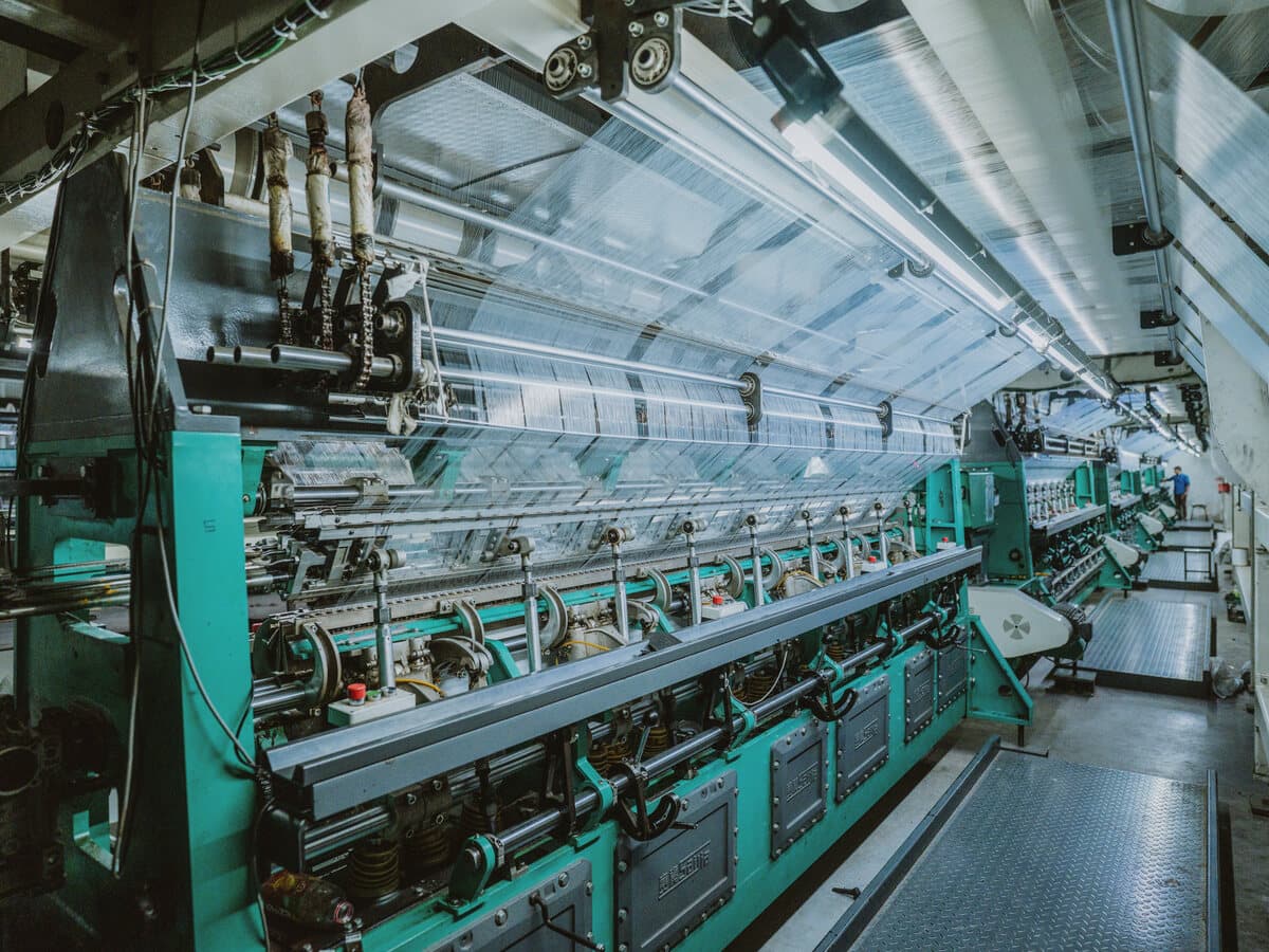 Knitting section at A to Z Fabrics manufacturing mill, Hisar